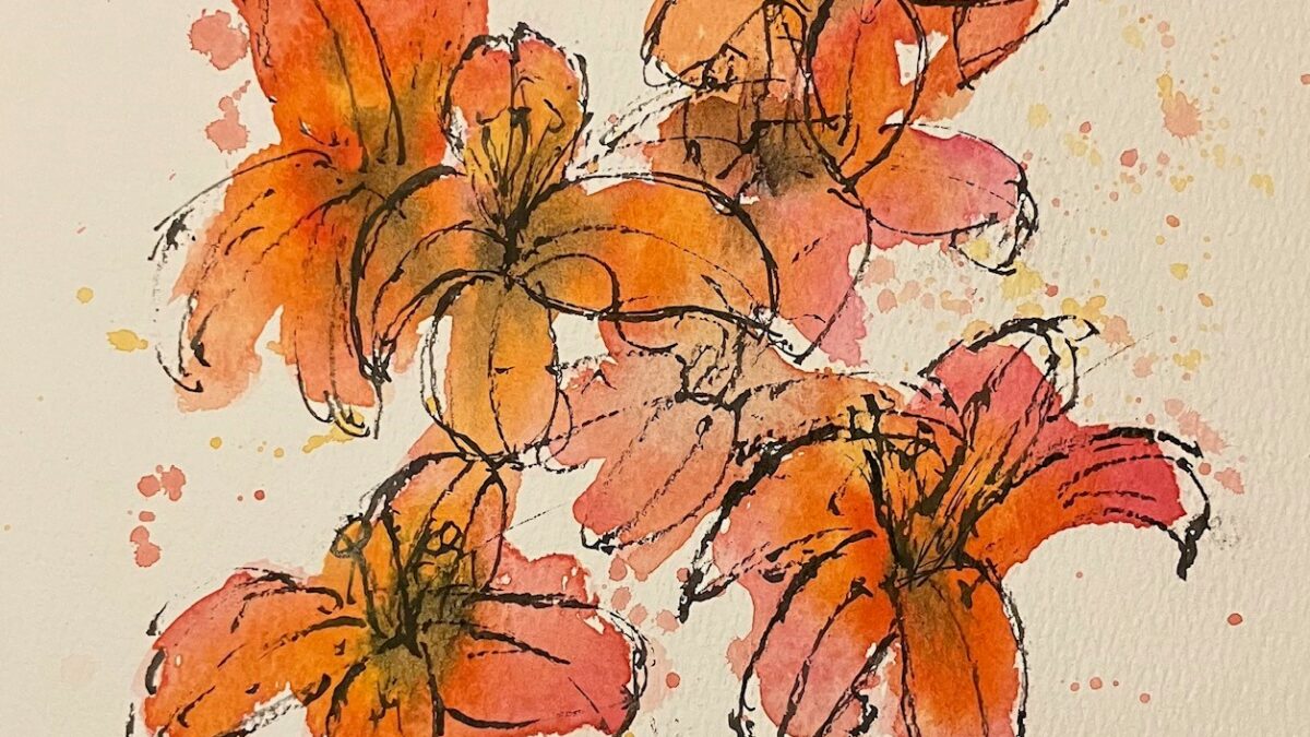 Watercolor of Lilies