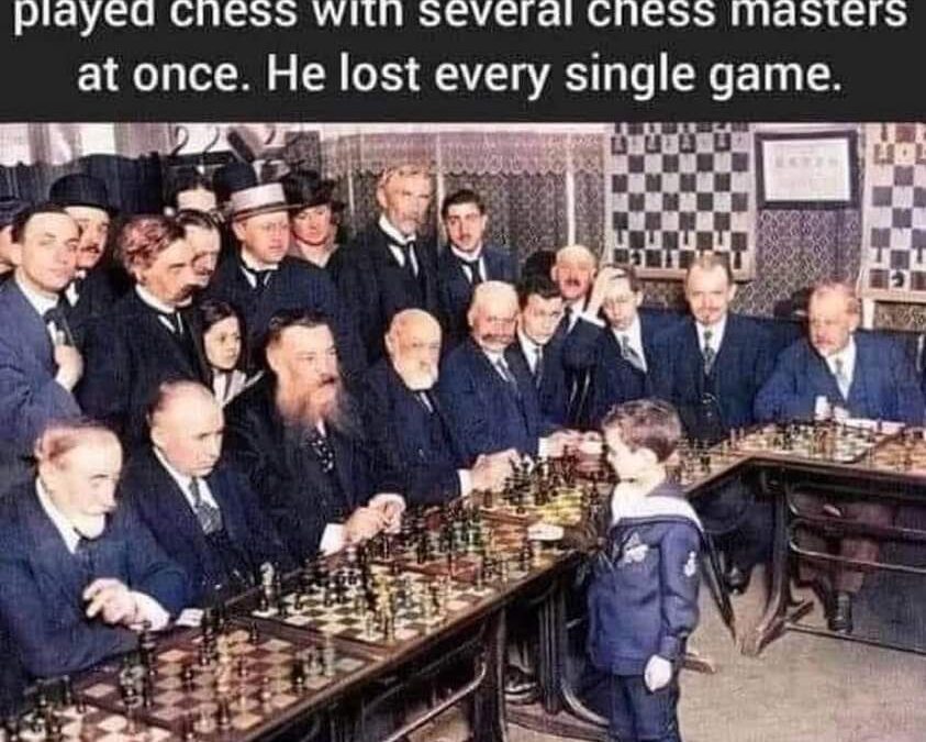 In 1920, 8 year old Samuel Reshevsky played chess with several chess masters at once. He lost every single game.