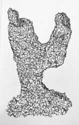 Pen drawing of a bizarre abstract shape